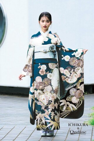 振袖専門店 オンディーヌの振袖 /緑色/ゴールド色/古典/花柄/ OE-1547