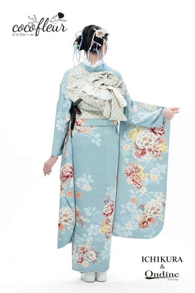 振袖専門店 オンディーヌの振袖 /水色/ピンク色/キュート/花柄/ OE