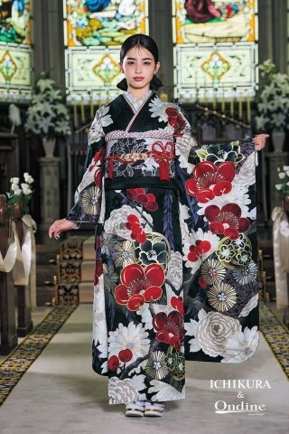 振袖専門店 オンディーヌの振袖 /緑色/ゴールド色/古典/花柄/ OE-1547