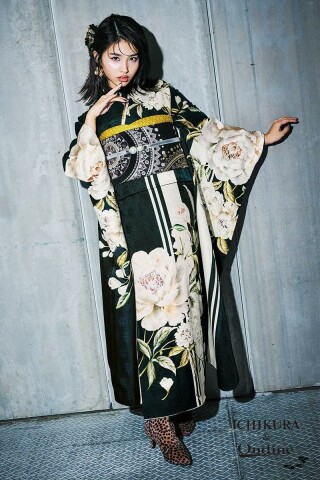 振袖専門店 オンディーヌの振袖 /緑色/ゴールド色/古典/花柄/ OE-1547