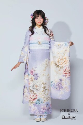 振袖専門店 オンディーヌの振袖 /紫色/ピンク色/キュート/牡丹柄/ OE