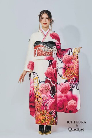 振袖専門店 オンディーヌの振袖 /ピンク色/白色/古典/花柄/ NC-333
