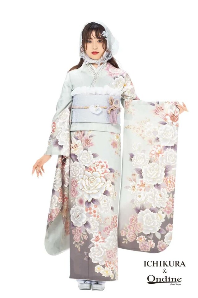 振袖専門店 オンディーヌの振袖 /水色/白色/キュート/花柄/ OE-1444-2