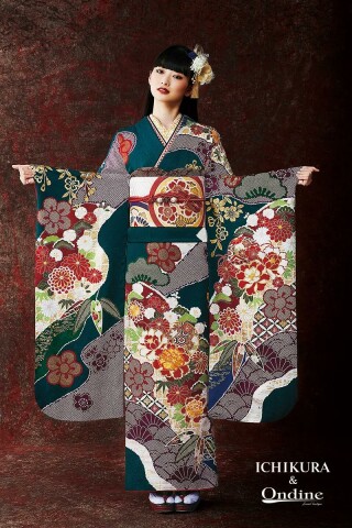 振袖専門店 オンディーヌの振袖 /緑色/ゴールド色/古典/花柄/ OE-1547