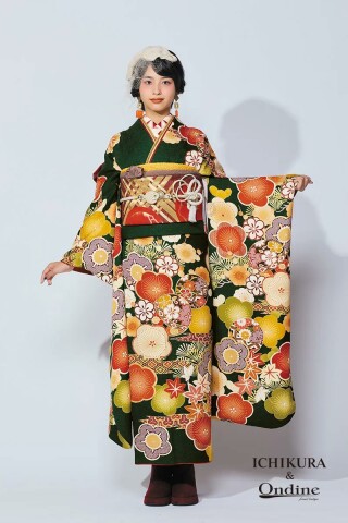 振袖専門店 オンディーヌの振袖 /緑色/ゴールド色/古典/花柄/ OE-1547