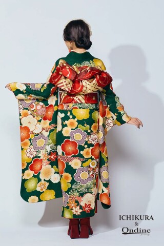 振袖専門店 オンディーヌの振袖 /緑色/黄色/レトロ/花柄/ OE-1174 | My振袖
