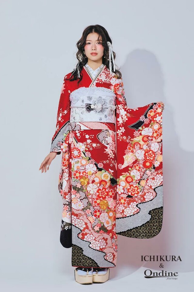 振袖専門店 オンディーヌの振袖 /赤色/古典/花柄/ E-845 | My振袖