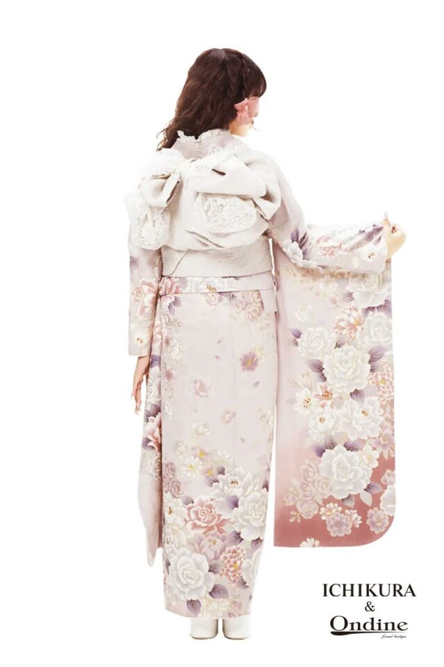 振袖フルセット ピンク 一蔵 オンディーヌ Ondine 成人式 淡色 くすみ 振袖専門店 オンディーヌの振袖 /ベージュ色/ピンク色/古典/桜柄/ OE