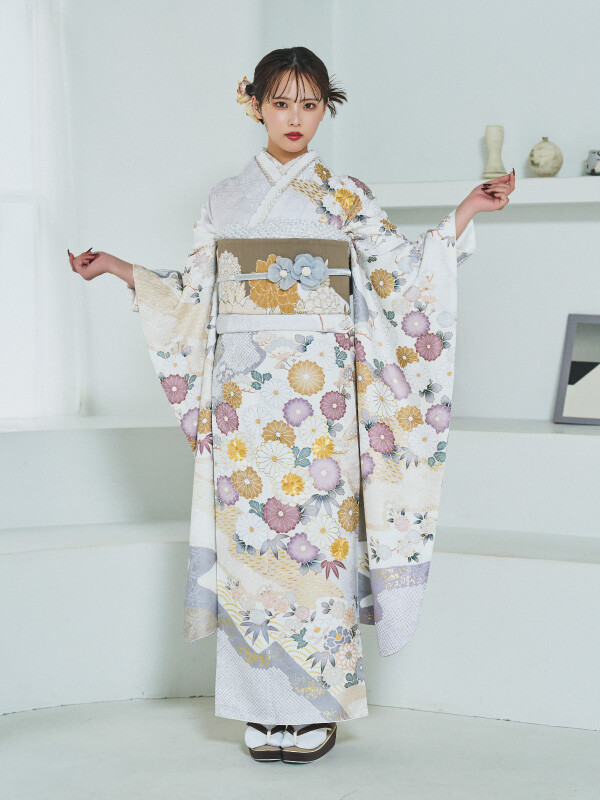 20Lab.（ハタチラボ.）の振袖 /グレー色/シルバー色/古典/菊柄/ S20L
