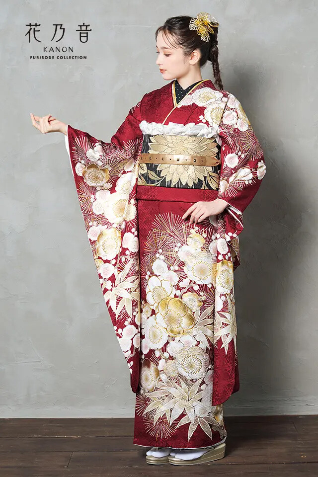 ジョイフル恵利の振袖 /赤色/白色/古典/梅柄/ KN-405花乃音【KANON