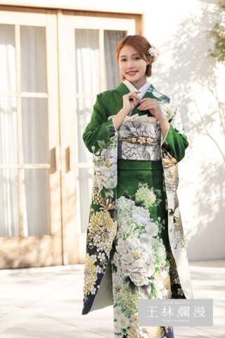 正絹振袖❤️人気愛らしBlue Greenに花々刺繍金彩ラメ煌びやか漂う人気振袖 r664.jpg
