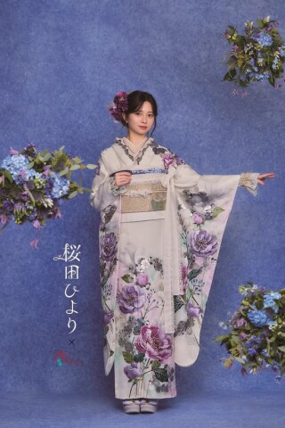 振袖 袷 紫陽花 桜 金糸 ブラック パールトーン加工済 振袖セット 販売 紫系 パープル ラメ 桜 鹿の子 流水 波 金通し 絵羽柄