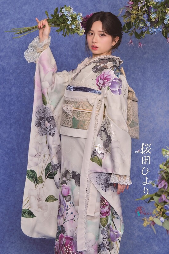 PLUMの振袖 /グレー色/紫色/エレガント/花柄/ 桜田ひより振袖【2026