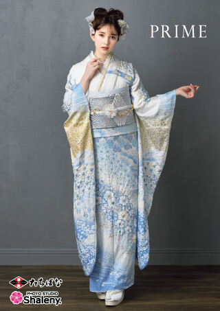 たちばなグループの振袖 /水色/白色/古典/花柄/ PRIME PR-22 | My振袖