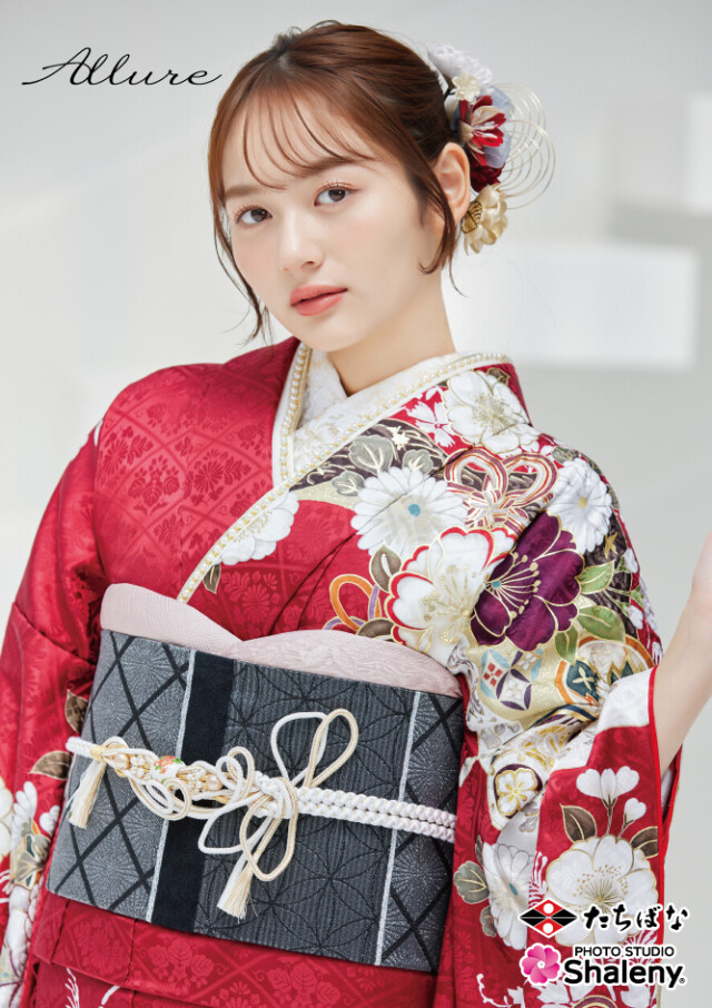 unoppy　振袖のみ たちばなグループの振袖 /赤色/白色/古典/花柄/ Allure AL-210