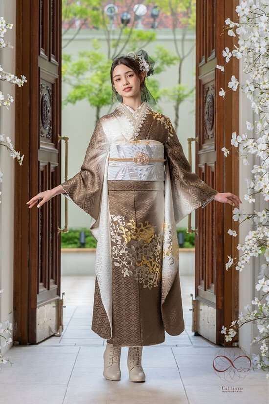 和らいふの振袖 /茶色/白色/エレガント/その他/ Callisto Ca-064 | My振袖