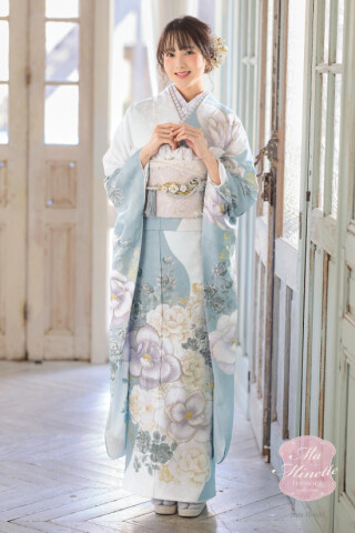 花いち都屋の振袖 /水色/エレガント/花柄/ 032 | My振袖