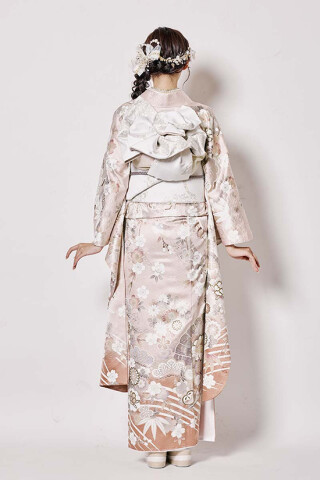 パステルぼかし四季の花々豪華花車鈴乃屋振袖Mサイズ パステルぼかし