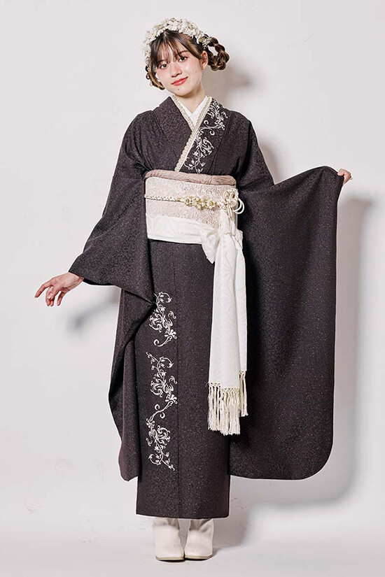 鈴乃屋の振袖 /茶色/グレー色/キュート/その他/ MK-1604 | My振袖