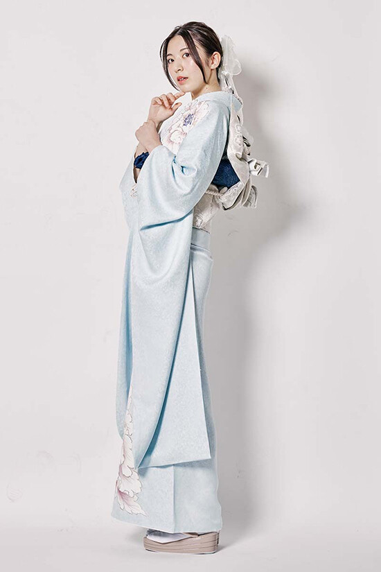 鈴乃屋の振袖 /水色/エレガント/牡丹柄/ MK-1605 | My振袖