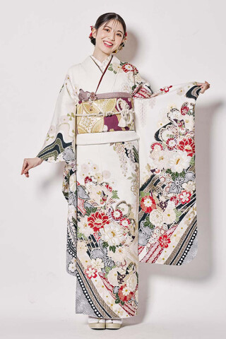 鈴乃屋の振袖 /紺色/古典/熨斗柄/ MK-1501 | My振袖