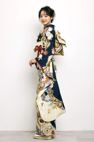 鈴乃屋の振袖 /紺色/古典/熨斗柄/ MK-1501 | My振袖