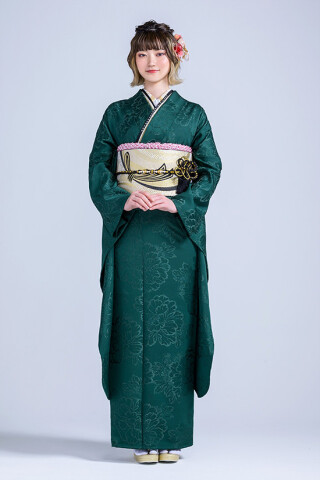 鈴乃屋の振袖 /白色/茶色/エレガント/花柄/ MK-1507 | My振袖