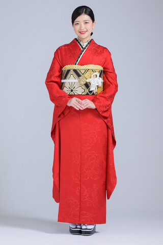 ①正絹　無地振袖 正絹無地振袖五つ紋