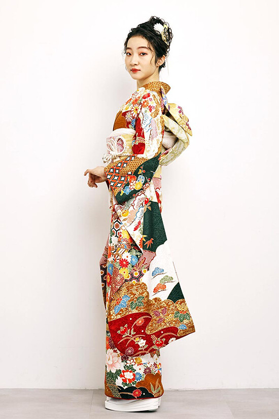 鈴乃屋の振袖 /赤色/茶色/古典/花柄/ MK-1206 | My振袖