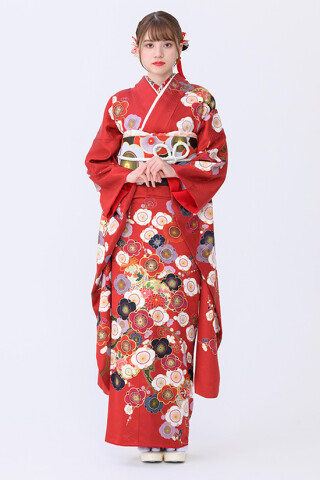 鈴乃屋の振袖 /赤色/茶色/古典/花柄/ MK-1206 | My振袖