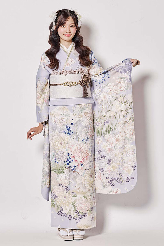 鈴乃屋の振袖 /紫色/エレガント/牡丹柄/ MK-1303 | My振袖