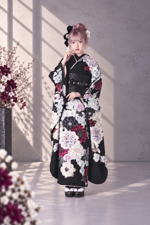 振袖gramの振袖 /白色/シルバー色/古典/花柄/ NAT−004 | My振袖