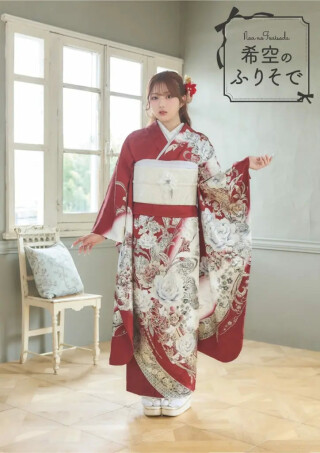 振袖gramの振袖 /赤色/白色/キュート/花柄/ 希空のふりそでNOA008 | My振袖