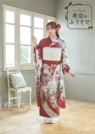 振袖gramの振袖 /赤色/白色/キュート/花柄/ 希空のふりそでNOA008 | My振袖