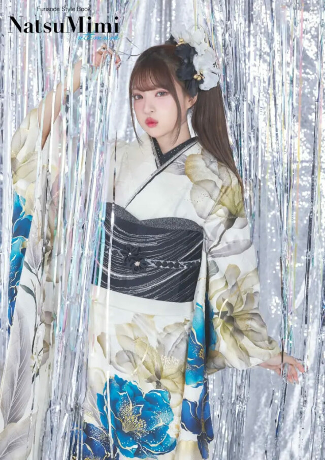 振袖gramの振袖 /白色/青色/エレガント/花柄/ NatsuMimi NAT209 | My振袖