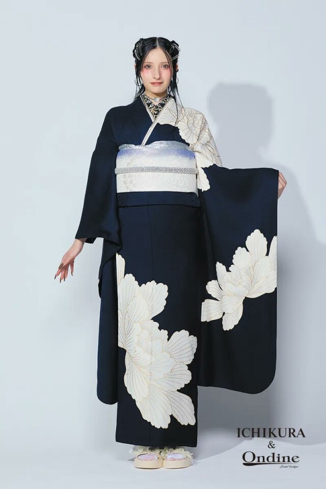 一蔵＆オンディーヌの振袖 /白色/紺色/古典/その他/ E-1059-2 | My振袖
