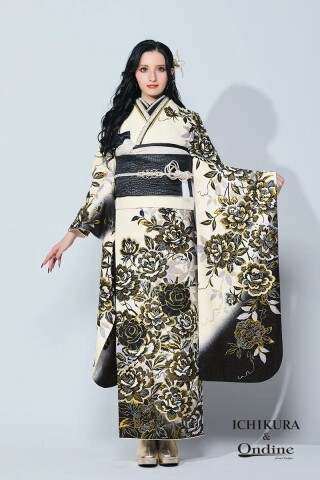 一蔵＆オンディーヌの振袖 /青色/ゴールド色/古典/花柄/ SPC-49-2 | My振袖