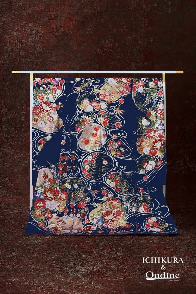 振袖専門店 一蔵の振袖 /青色/朱色/古典/菊柄/ E-972 | My振袖