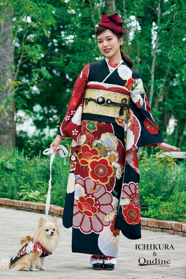 振袖専門店 一蔵の振袖 /黒色/赤色/古典/梅柄/ SPC-41 | My振袖