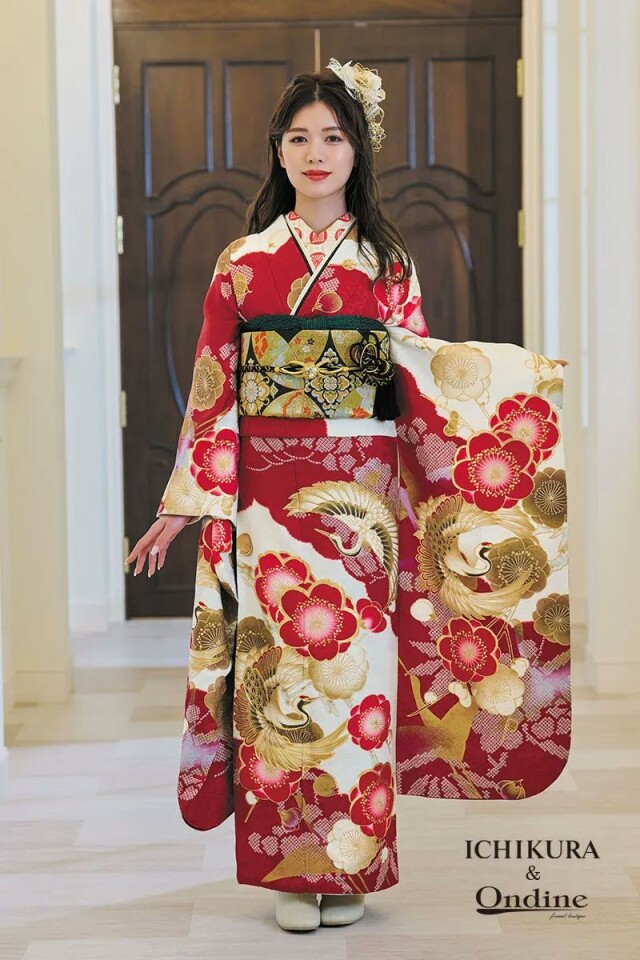 振袖専門店 一蔵の振袖 /赤色/ゴールド色/古典/梅柄/ E-1045 | My振袖