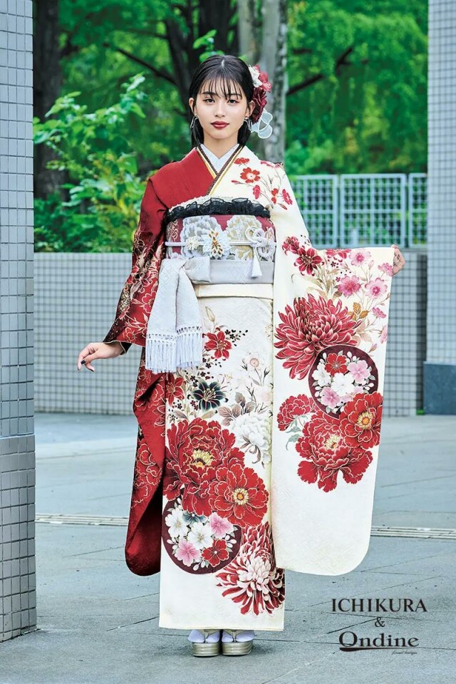 振袖専門店 一蔵の振袖 /白色/朱色/エレガント/牡丹柄/ OE-1567 | My振袖