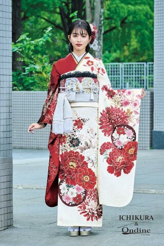 振袖専門店 一蔵の振袖 /白色/朱色/エレガント/牡丹柄/ OE-1567 | My振袖