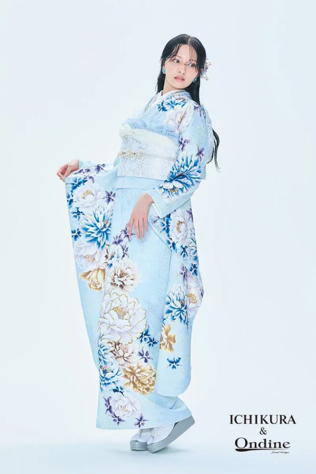 振袖専門店 一蔵の振袖 /水色/白色/古典/花柄/ SPC-190 | My振袖