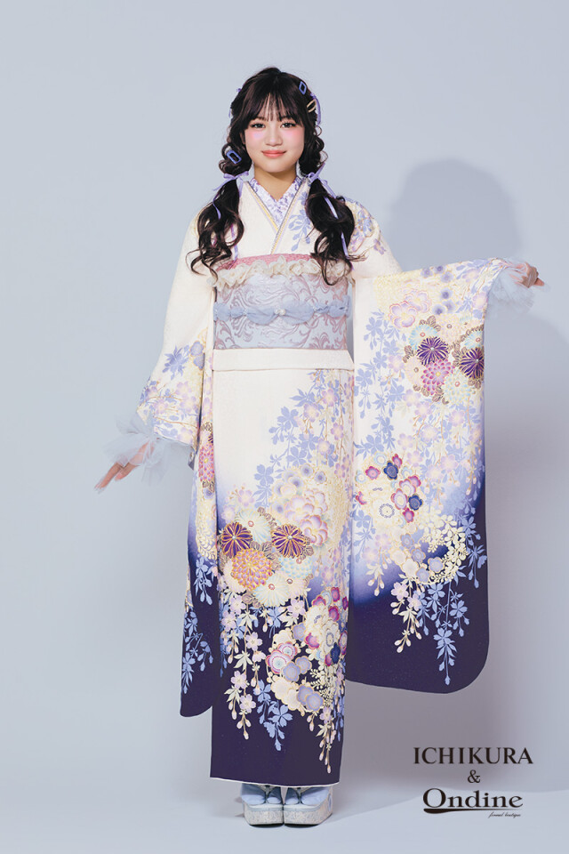 振袖専門店 一蔵の振袖 /白色/紫色/古典/花柄/ E-1083 | My振袖