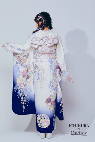 振袖専門店 一蔵の振袖 /白色/紫色/古典/花柄/ E-1083 | My振袖