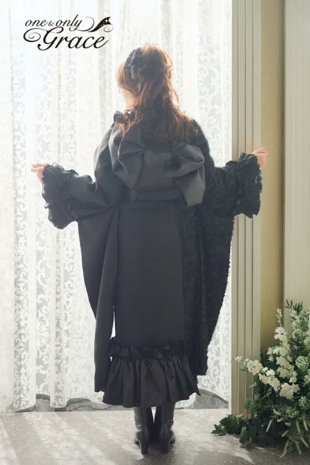 振袖一式☆黒系 振袖専門店 一蔵の振袖 /黒色/グレー色/キュート/無地柄/ mod-014 | My振袖