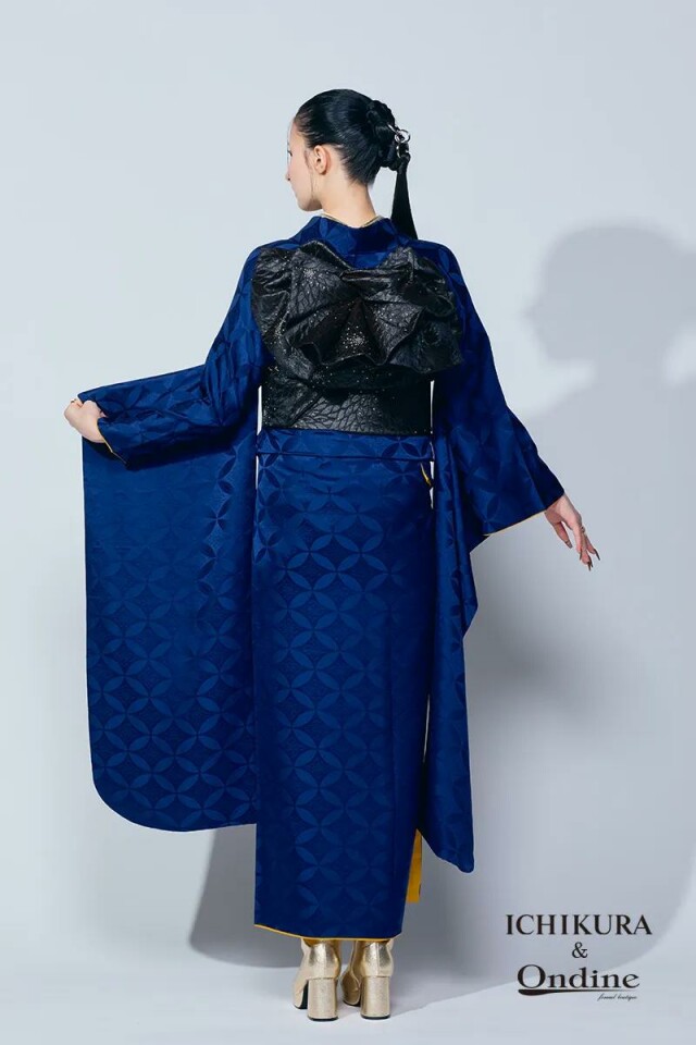 振袖専門店 一蔵の振袖 /黒色/青色/グラマラス/無地柄/ E-1041 | My振袖