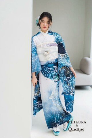 振袖専門店 一蔵の振袖 /水色/白色/古典/縞柄/ SPC-142 | My振袖