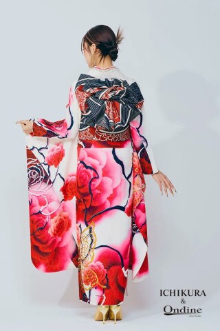 振袖専門店 一蔵の振袖 /ピンク色/白色/キュート/バラ柄/ E-809 | My振袖