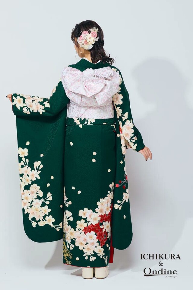 振袖専門店 一蔵の振袖 /緑色/赤色/キュート/桜柄/ OE-1462 | My振袖